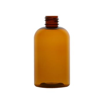 4 oz Amber PET Boston Round Bottle with 20-410 neck finish