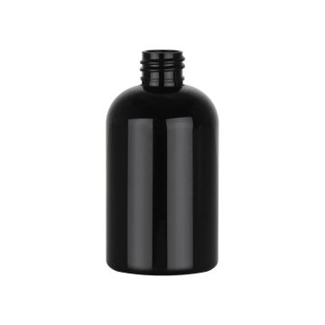 4 oz Black PET Boston Round Bottle with a 20-410 neck finish