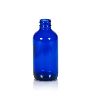 4 oz Blue Glass Boston Round, 24-400