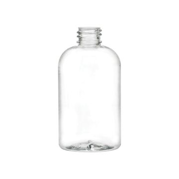 4 oz Clear PET Boston Round Bottle with a 20-410 neck finish