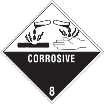 Corrosive 8 - Class 8 Hazardous D.O.T. Labels