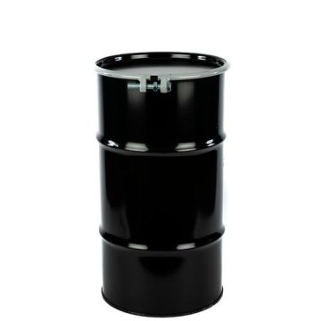 16 Gallon Steel Drum, Open Head, Steel Cover, Bolt Ring, UN Rated – Wht/Blk/Gry