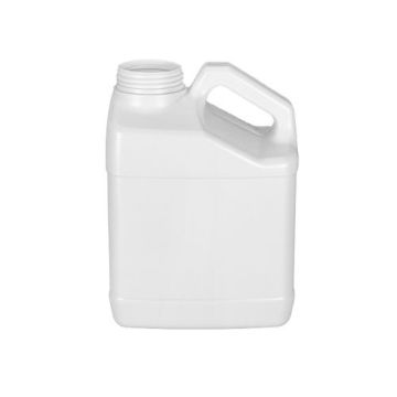 1 Gallon White HDPE F-Style Bottle with Slant Handle, 38-400
