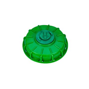6 Inch Green HDPE Fill Port Lid, NPS Manual Vent, Silicone Gasket
