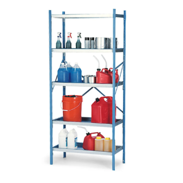 4 Shelf Steel Spill Containment Shelving System, 36 Inch x 18 Inch x 84 Inch