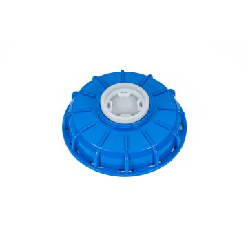 6 Inch Blue HDPE Fill Port Lid, 2 Inch Buttress Bung, TPE Gasket
