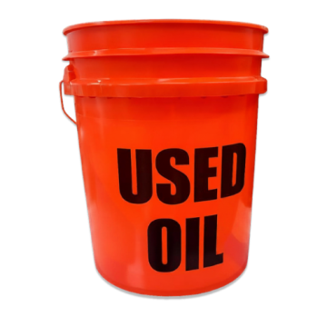 5 Gallon Orange HDPE Pail, Used Oil Print - UN Rated