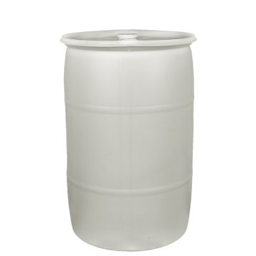 30 Gallon Plastic Drum, Closed Head, UN Rated, 2" Plugs - Natural