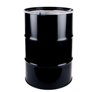 55 Gallon Open Head Steel Drums - Black, Lever Lock Ring