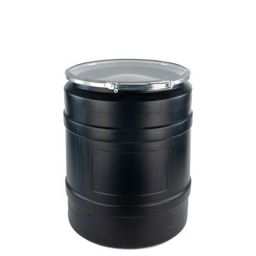 20 Gallon Plastic Drum, Open Head, UN Rated, Lever Lock - Black