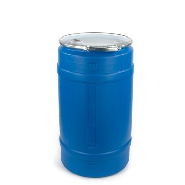 30 Gallon Plastic Drum, Open Head, UN Rated, Fittings - Blue