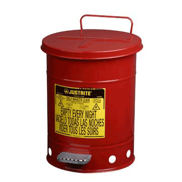 Justrite® Oily Waste Cans 10 Gallon Foot Operated