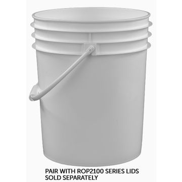 White plastic 5 gallon pail with plastic handle
