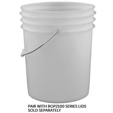 RightPail &trade; 5 Gallon Open Head Plastic Bucket with Metal Handle &ndash; Natural