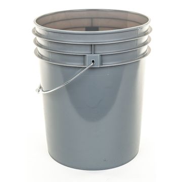 5 Gallon Poly Pail, HDPE, Open Head, UN Rated, Gray