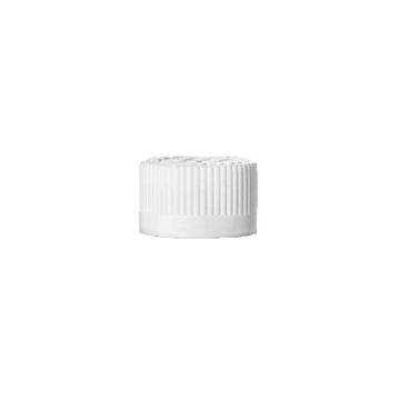 White child resistant plastic cap