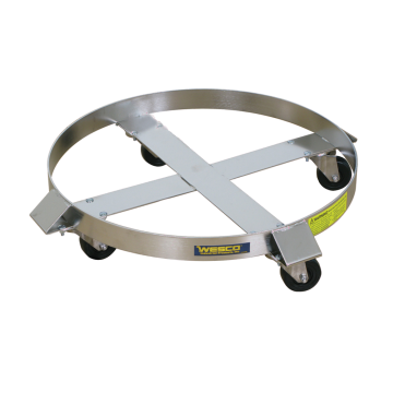 55 Gallon Stainless Steel Drum Dolly, Rubber Wheels - 1000 lb. Capacity