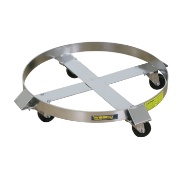 55 Gallon Stainless Steel Drum Dolly, Rubber Wheels - 900 lb. Capacity