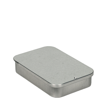 Large Silver Metal Slide Top Tin