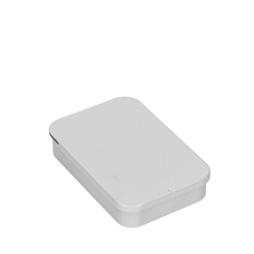 Large White Metal Slide Top Tin