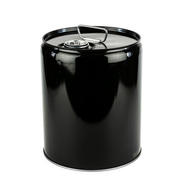 5 Gallon Closed Head Steel Pail with 2 inch Bung Fitting - Black