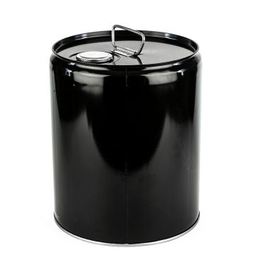5 Gallon Closed Head Steel Pail with Flexspout - Black