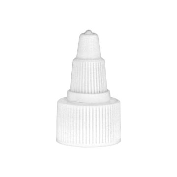 20-410 White Twist Open Dispensing Cap with Natural Tip, Unlined