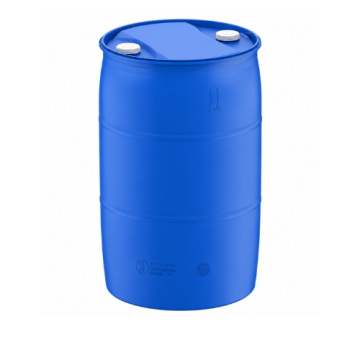 55 gallon blue HDPE tight head drum with two 2 inch openings, UN rated
