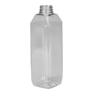 32 oz PET Clear Square Beverage Bottle with 38 mm Neck Finish