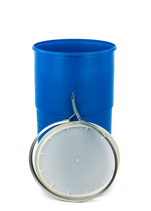 OT15L 15 Gallon Plastic Drum, Open Head, UN Rated, Lever - Blue