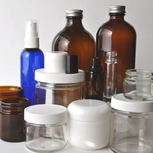 Small glass and plastic packaging