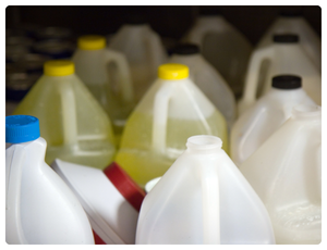Industrial containers and bottles used for janitorial cleaning chemicals and sanitation products