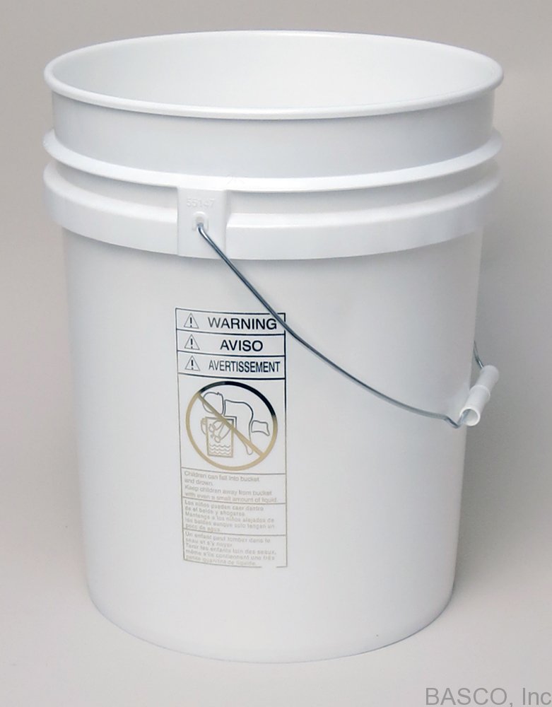 White Open Head 5 Gallon Plastic Pail
