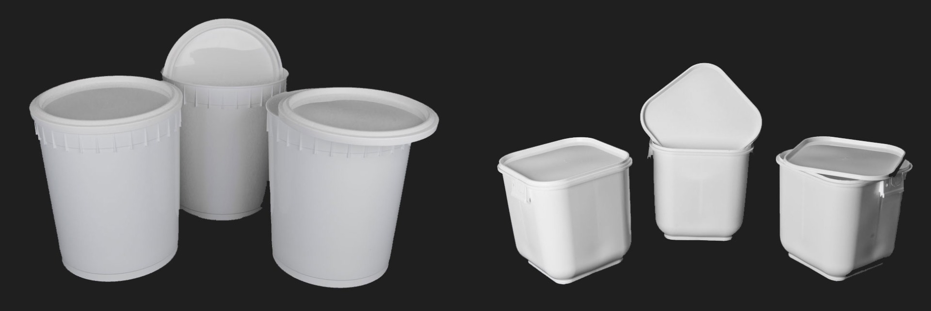 food service and storage white buckets