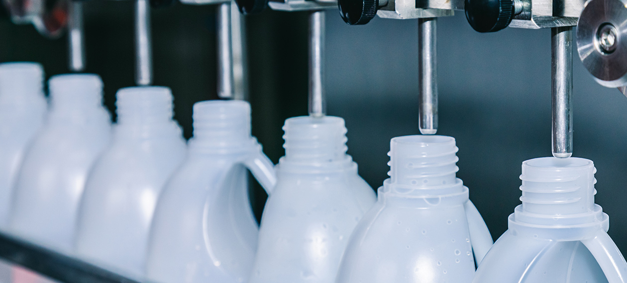 plastic bottles getting filled