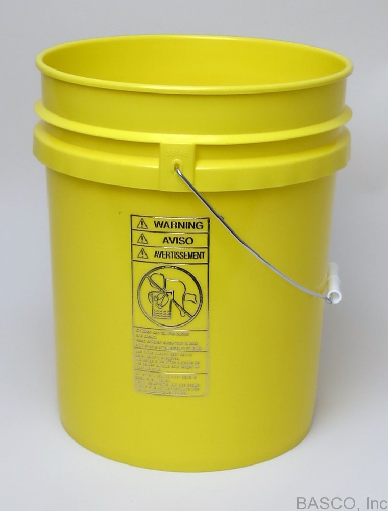 5 gallon open head yellow plastic bucket