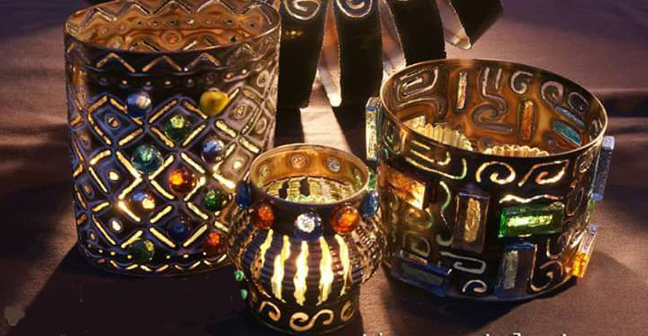 Metal Can art pieces and lights