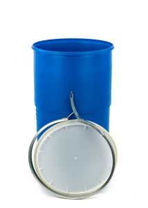 15 Gallon Plastic Drum, Open Head, UN Rated, Lever - Blue