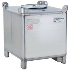 350 gallon supertainer stainless steel ibc tote, 3" cap, 2" bung, epdm gasket