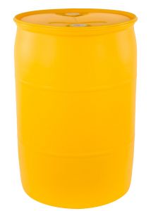 55 Gallon UN Rated Closed Head Plastic Drum with Fittings - Yellow