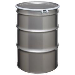 55 Gallon UN Rated Open Head Stainless Steel Drum with Bolt Ring