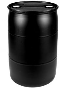 55 Gallon UN Rated Closed Head Plastic Drum with Fittings – Black