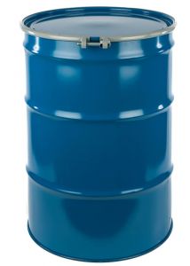 55 Gallon UN Rated Steel Drum with Plain Bolt Ring Cover - Blue