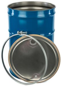 Reconditioned 55 gallon steel drum, open head with fittings