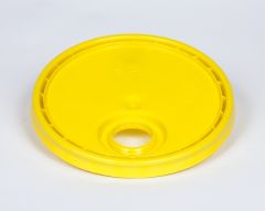 Plain Plastic Pail Lid with Screw Cap Opening - Yellow