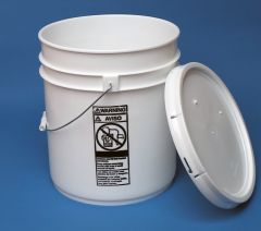 White 5 Gallon Open Straight Sided Plastic Pail - Tear Tab