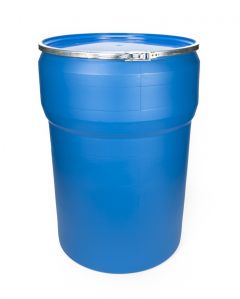 47 Gallon UN Rated Open Head Plastic Drum with Lever Lock Ring Tapered Side - Blue