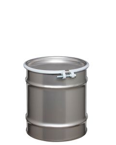 10 Gallon UN Rated Open Head Stainless Steel Drum with Bolt Ring