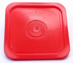 4 Gallon Square Plastic Pail Snap On Lid - Red