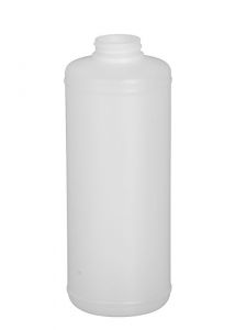 32 oz HDPE plastic cylinder bottle with 38-400 neck finish.